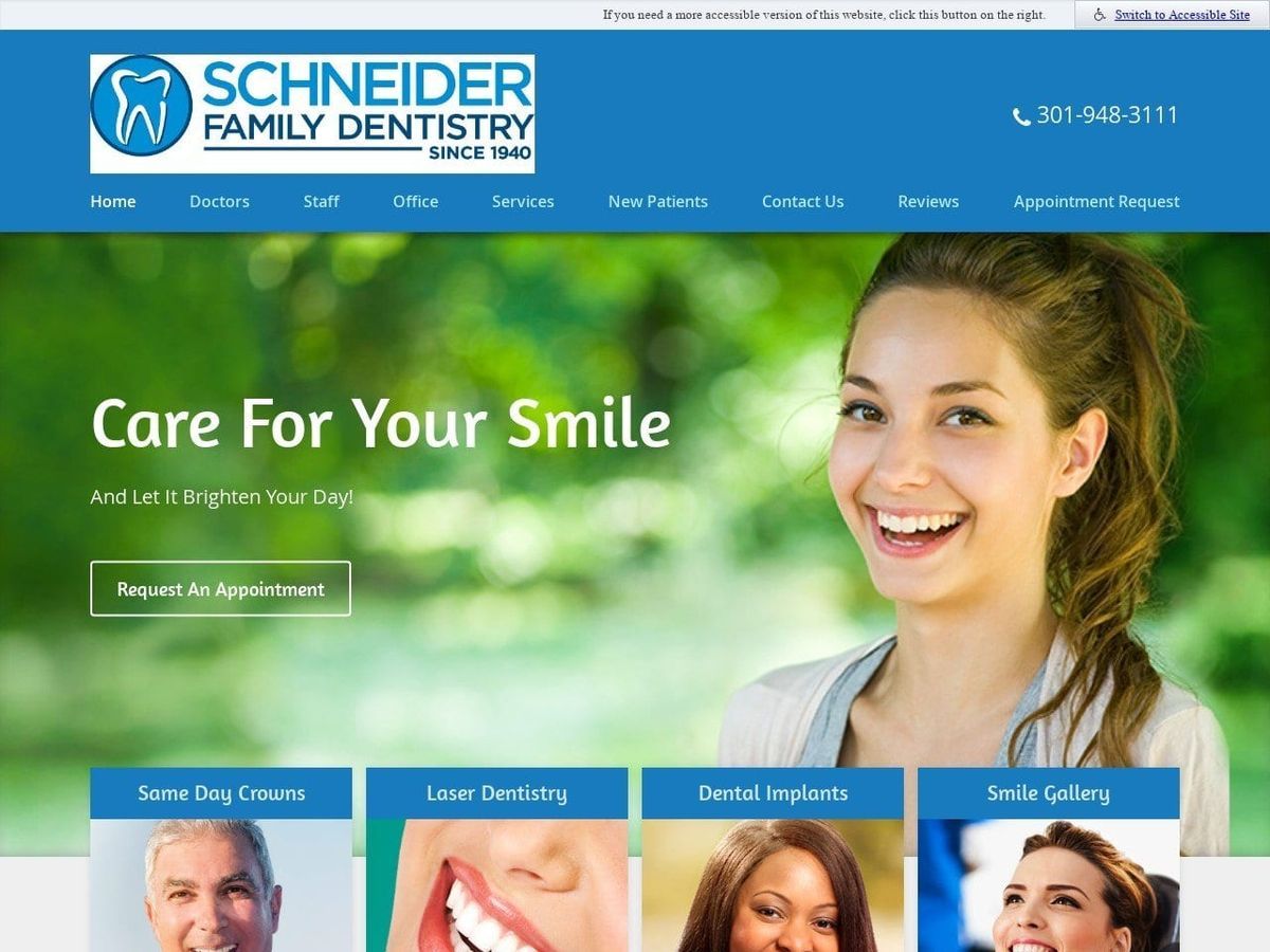 Schneider Family Dentist Website Screenshot from schneiderfamilydentistry.net