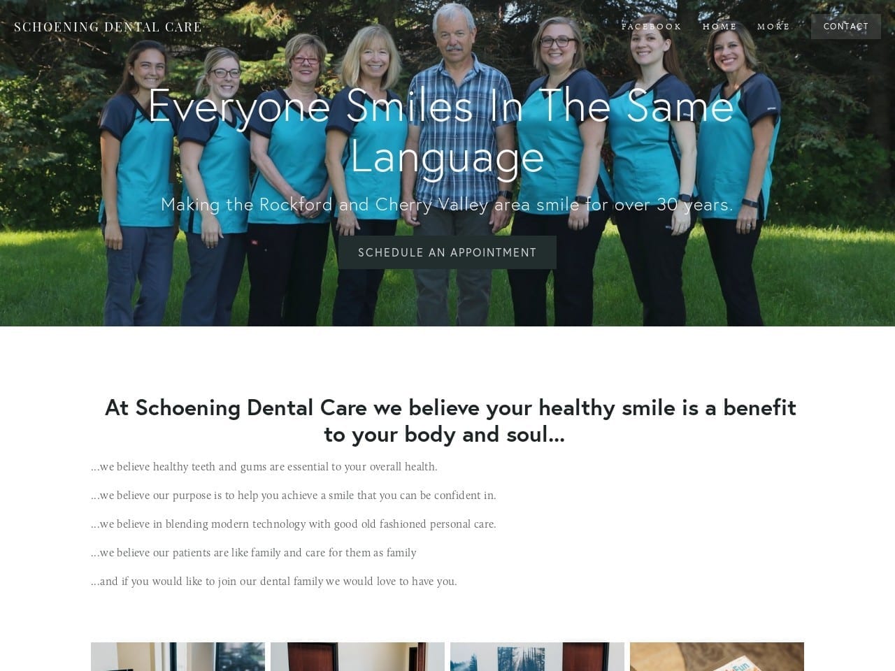 Schoening Dental Care Website Screenshot from schoeningsmiles.com