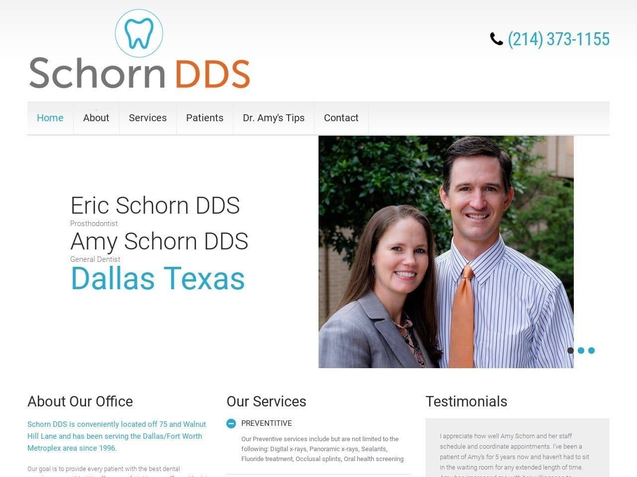 Dr. Amy Schorn DDS Website Screenshot from schorndds.com