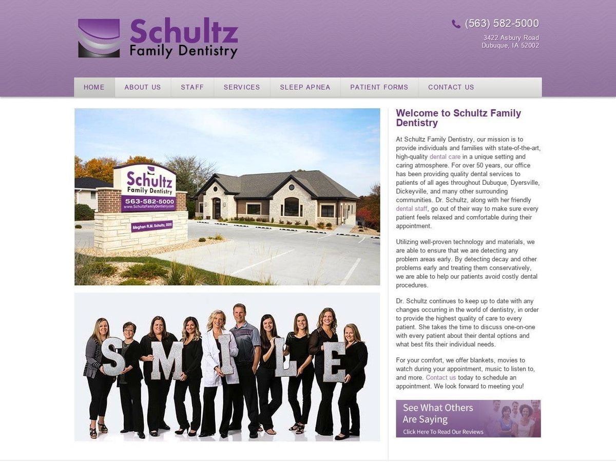 Schultz Family Dentist Website Screenshot from schultzfamilydentistry.com