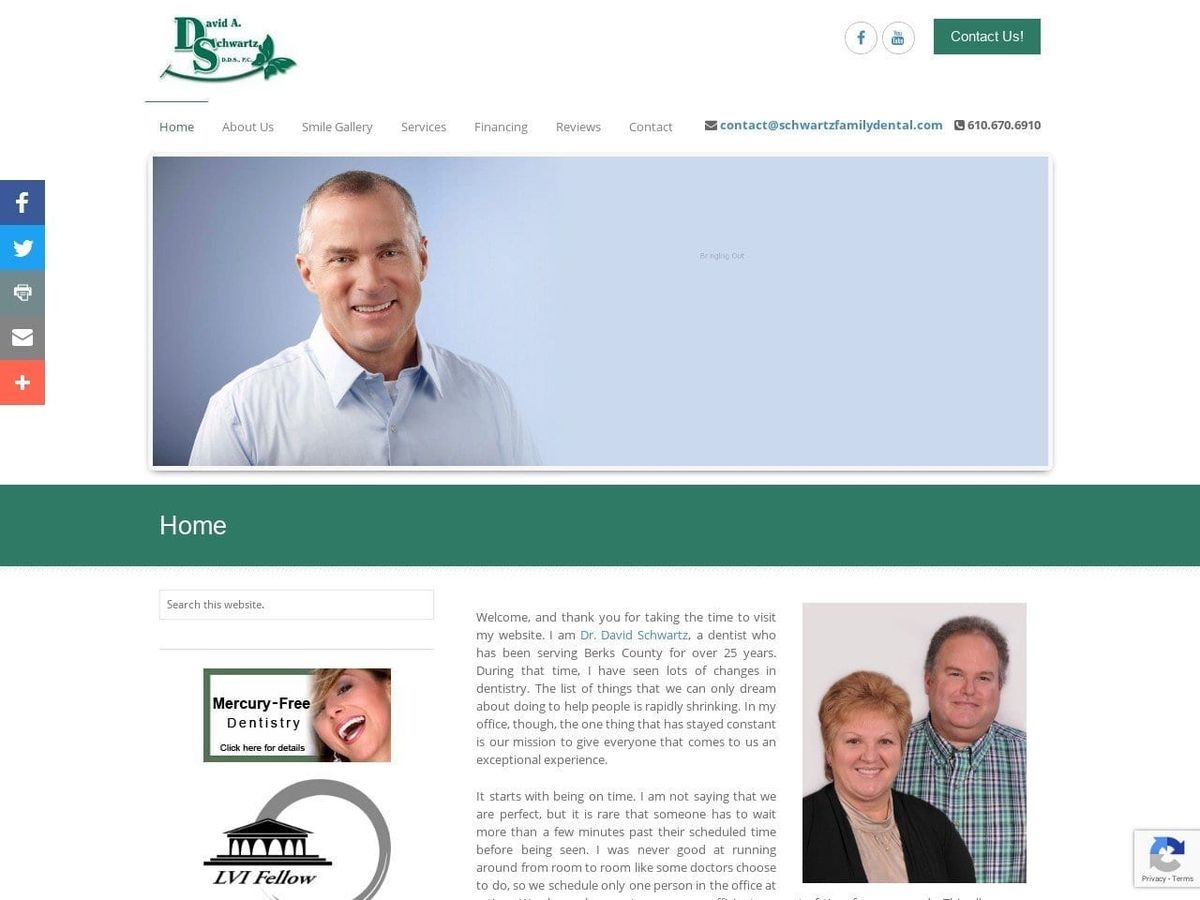 David A Schwartz DDS PC Website Screenshot from schwartzfamilydental.com