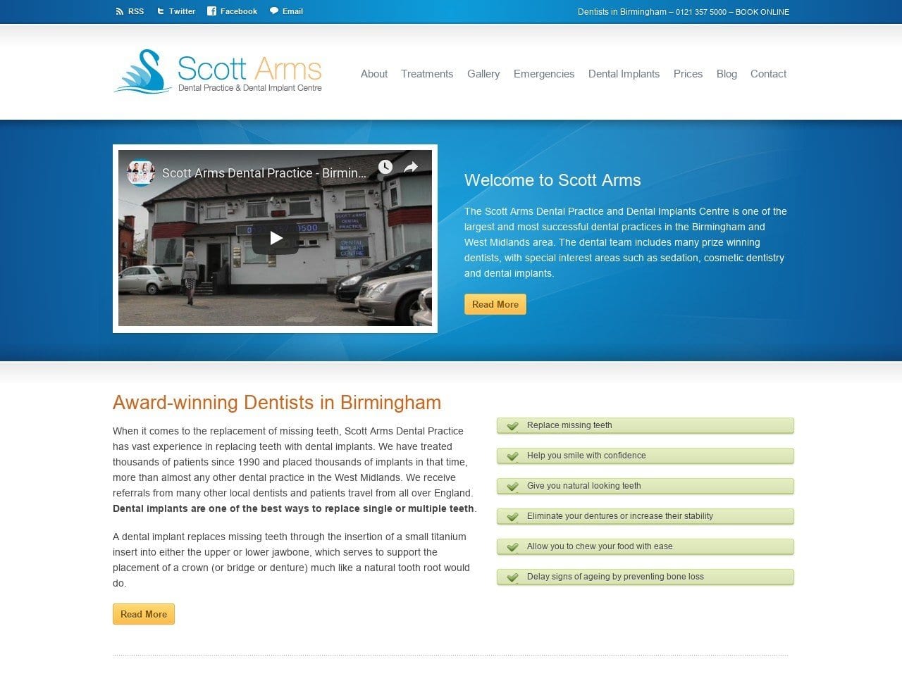 Scottarms Dental Practice Website Screenshot from scottarmsdentalpractice.com