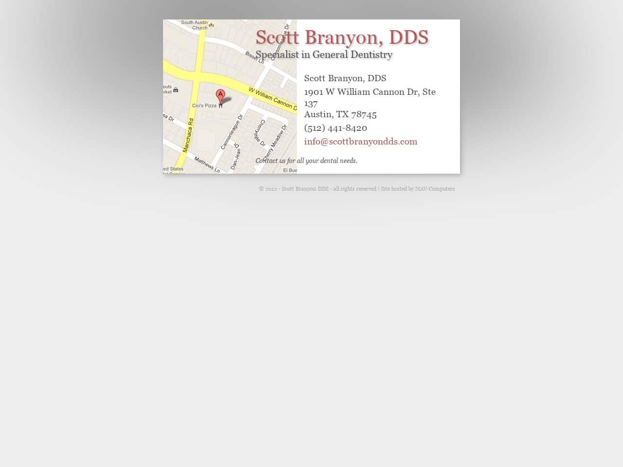 Dr. Scott T. Branyon DDS Website Screenshot from scottbranyondds.com