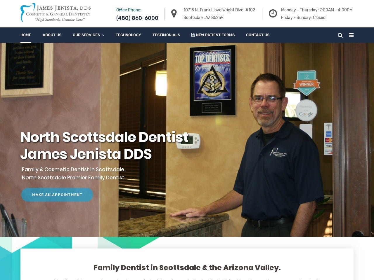 James Jenista DDS PC Website Screenshot from scottsdale-dentistry.com