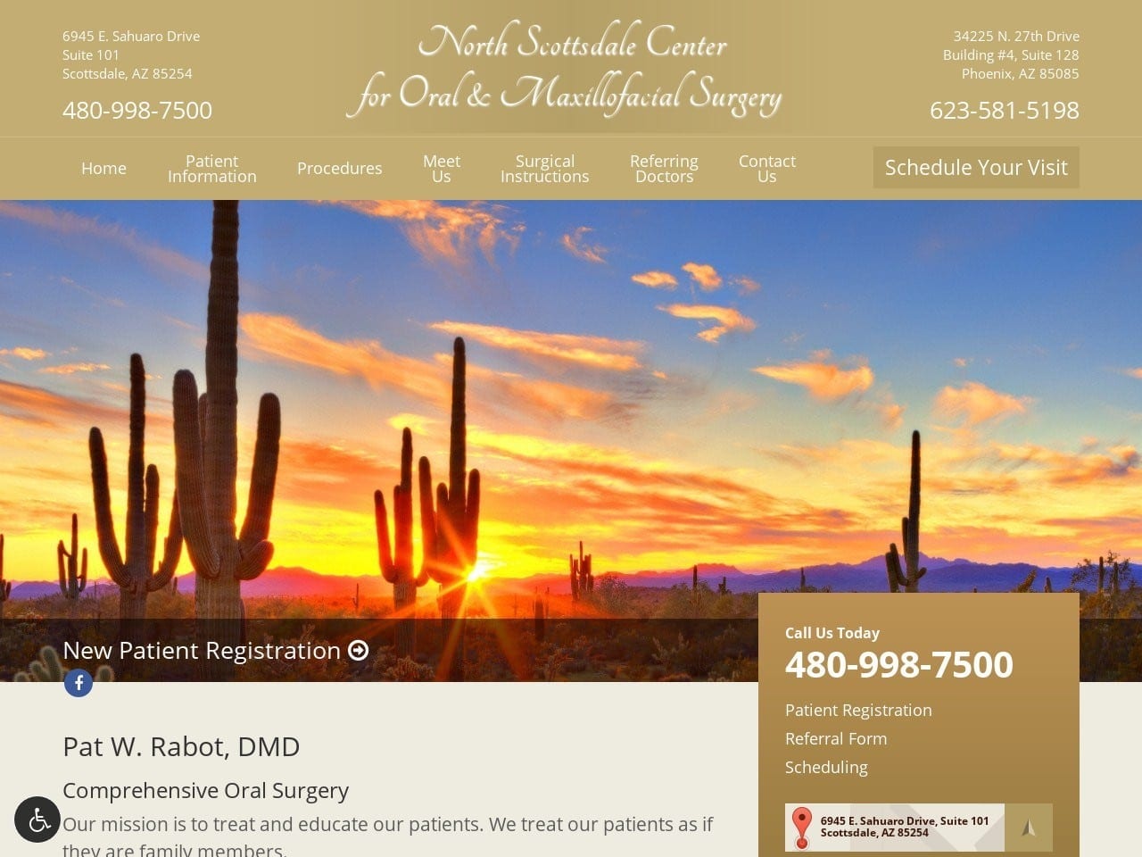 Dr. Patricio Rabot DDS Website Screenshot from scottsdaleoralsurgery.com