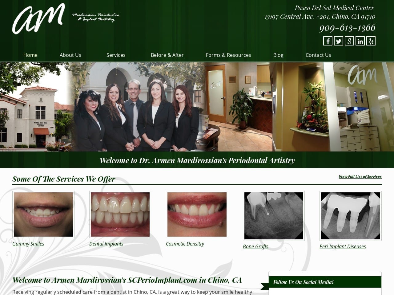 Mardirossian Periodontics and Implant Dentistry Website Screenshot from scperioimplant.com