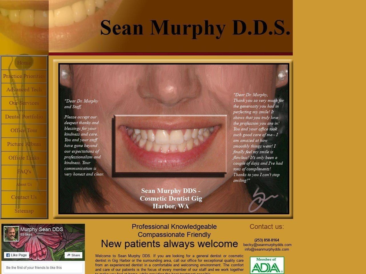 Sean Murphy DDS Website Screenshot from seanmurphydds.com