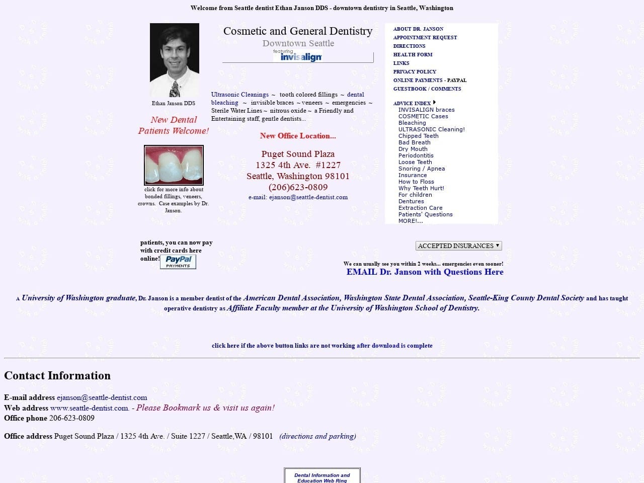 Seattle Website Screenshot from seattle-dentist.com