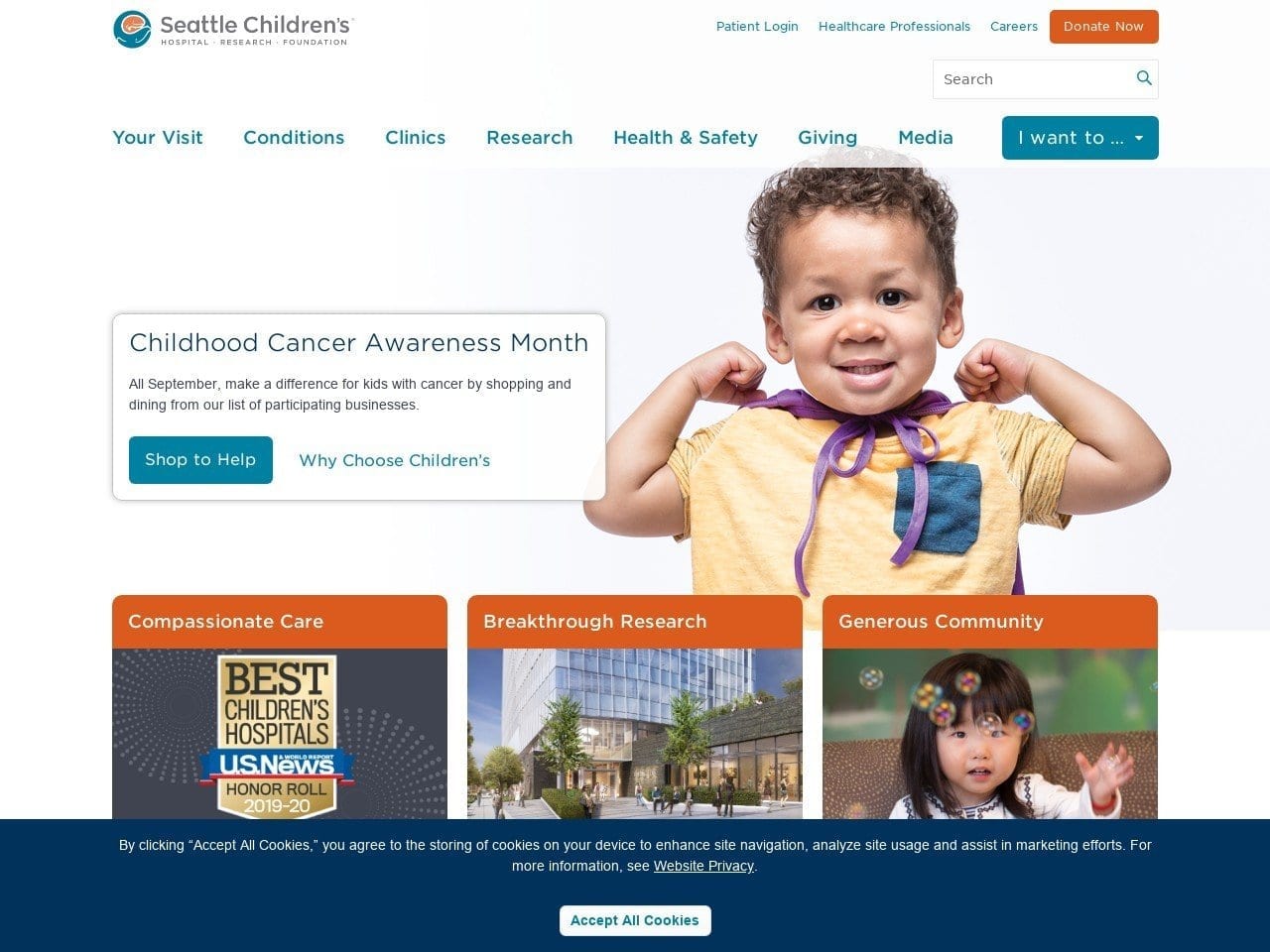 Seattle Children Dentist Website Screenshot from seattlechildrens.org