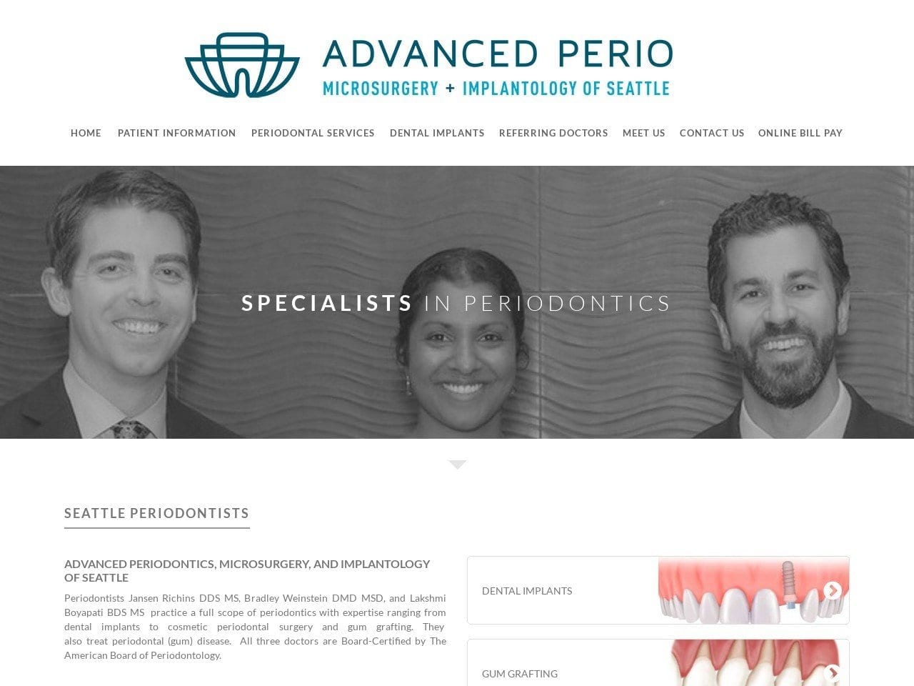 Advanced Periodontics Microsurgery And Implant Den Website Screenshot from seattleperio.com