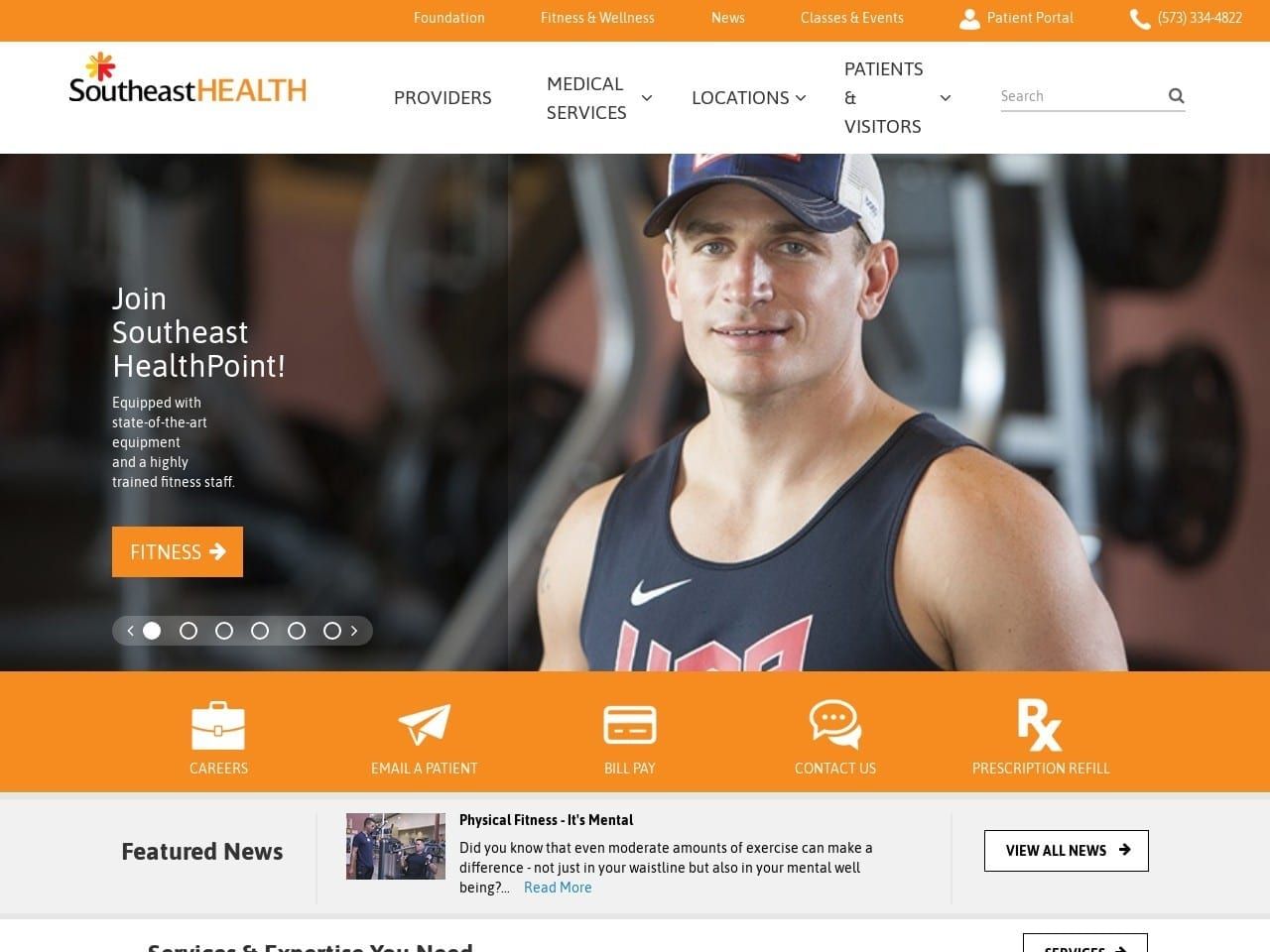 Southeast HealthPoint Rehab Website Screenshot from sehealth.org