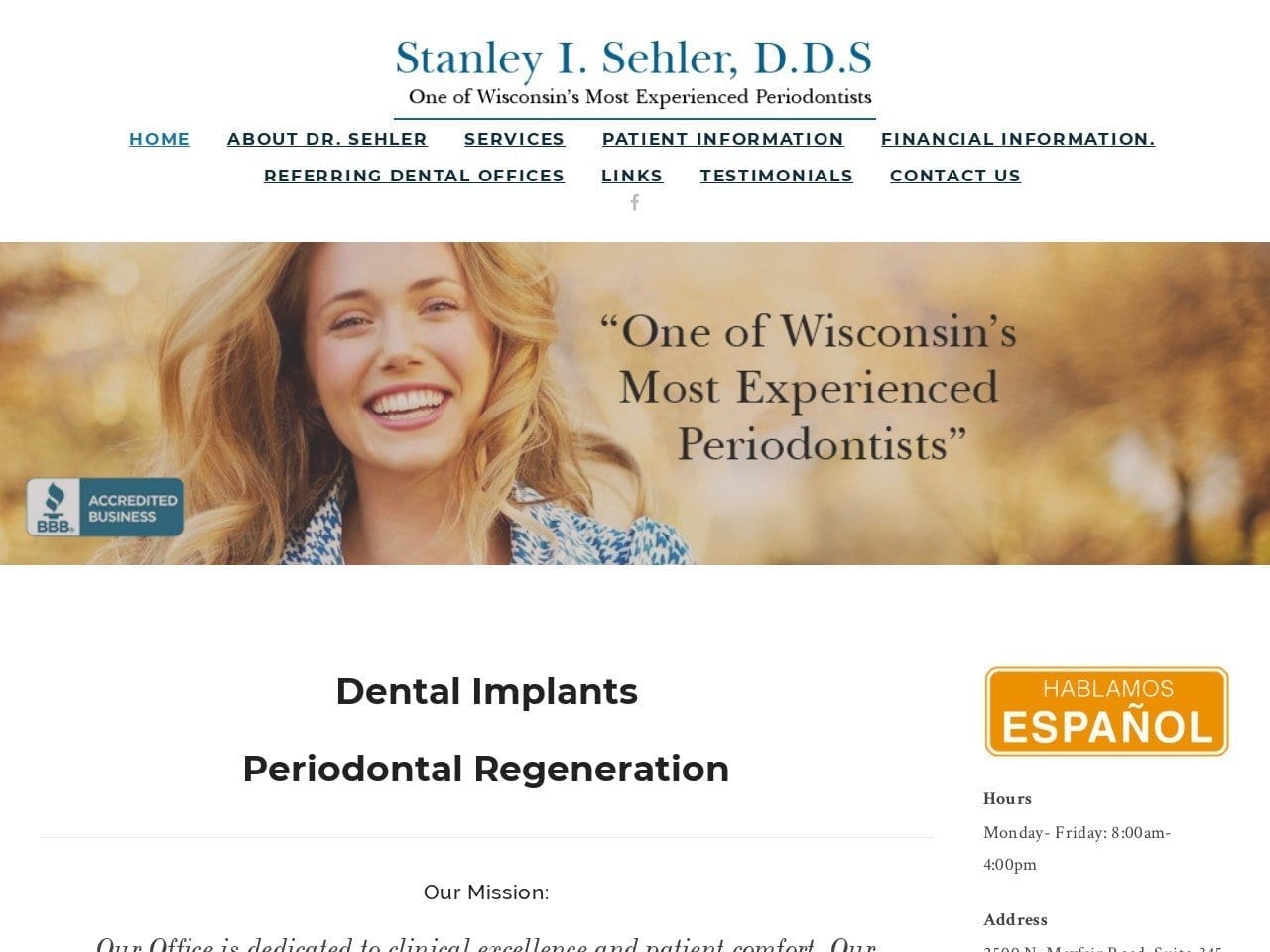 Southeast Wisconsin Implants Website Screenshot from sehlerimplants.com