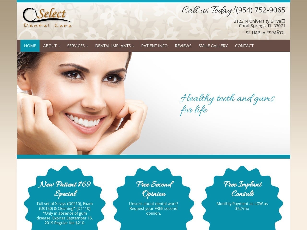 Angel Sandra L DDS Website Screenshot from selectdentalcarefl.com