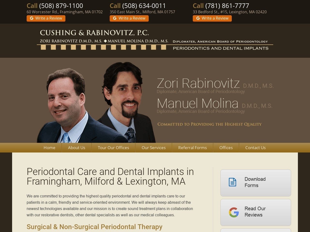 Dr. Zori Rabinovitz DMD Website Screenshot from selectperio.com