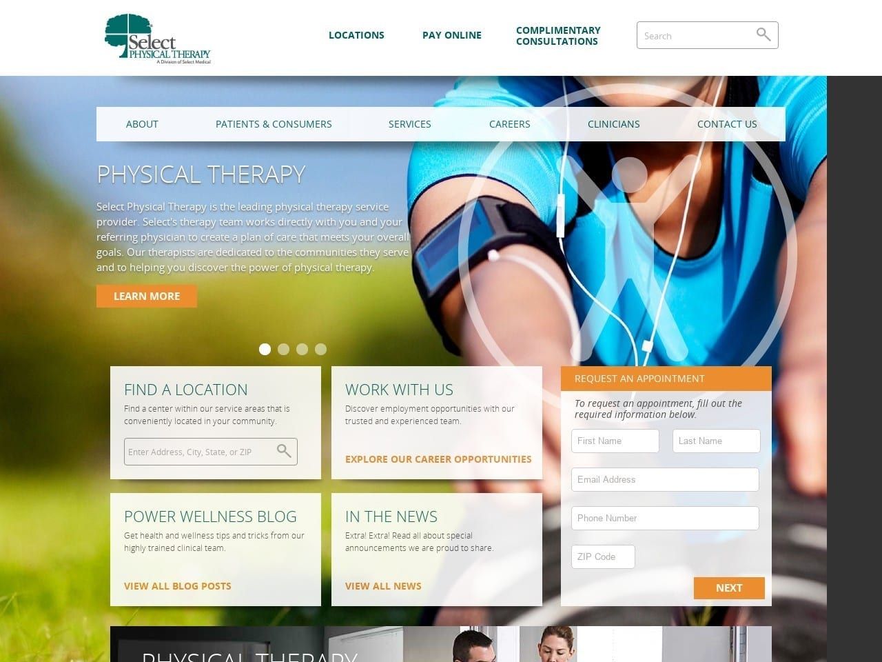 Select Physical Therapy Website Screenshot from selectphysicaltherapy.com