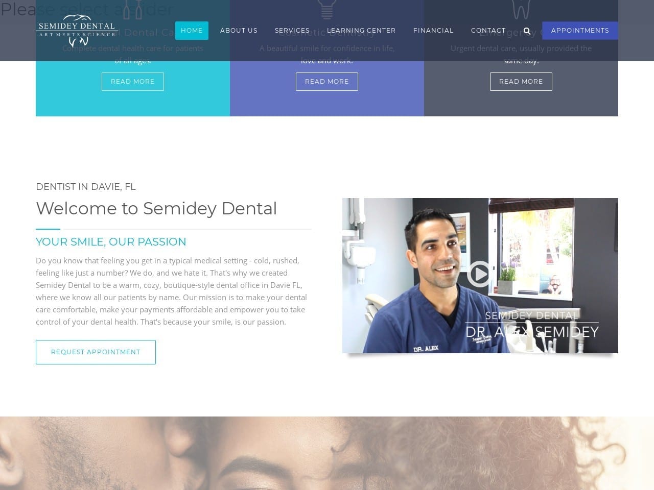 Semidey Dental Website Screenshot from semideydental.com