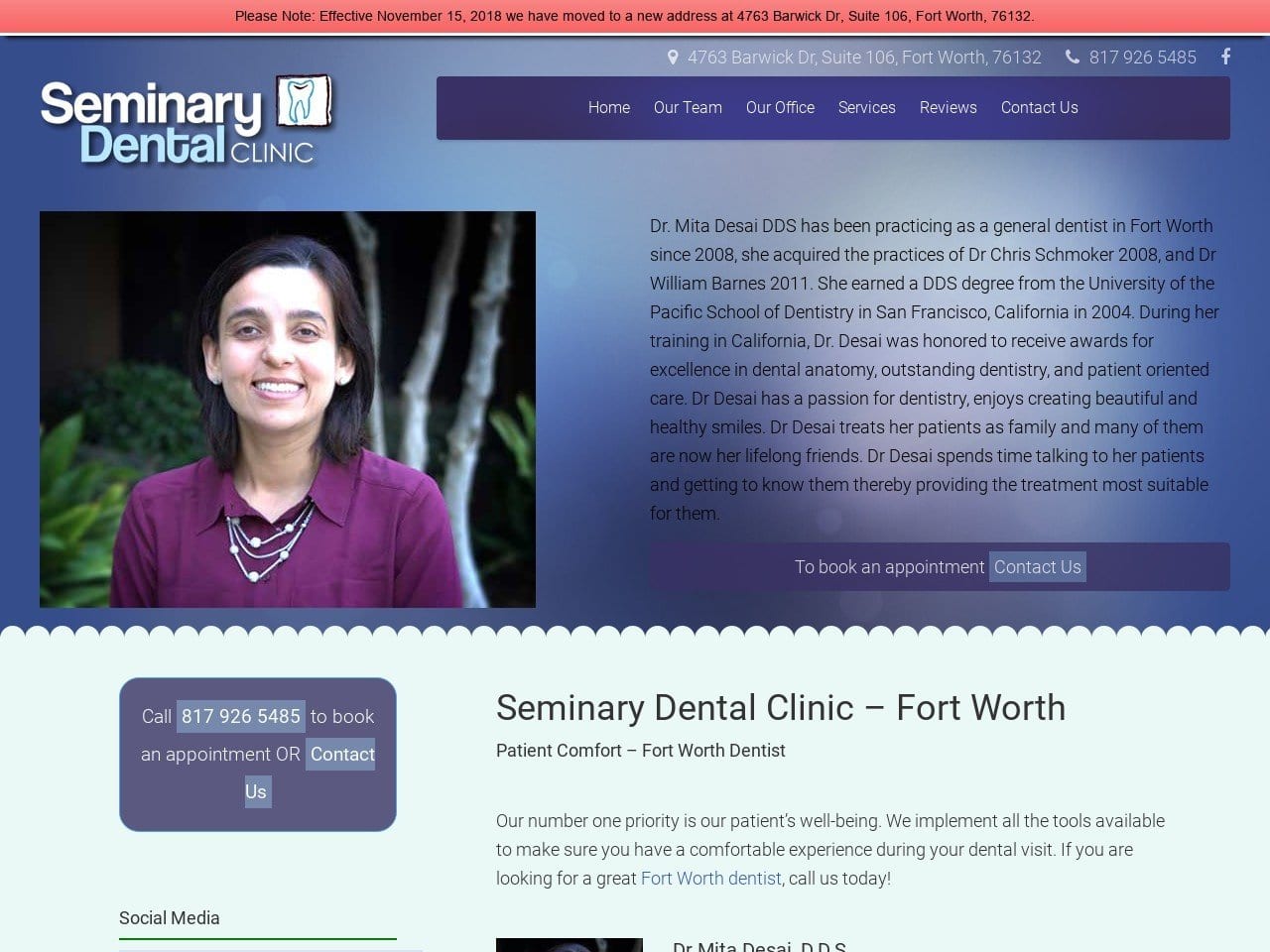 Seminary Dental Clinic Website Screenshot from seminarydentalclinic.com