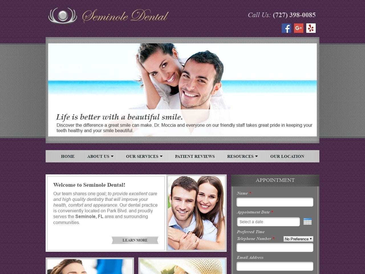 Seminole Dental Website Screenshot from seminoledental.com