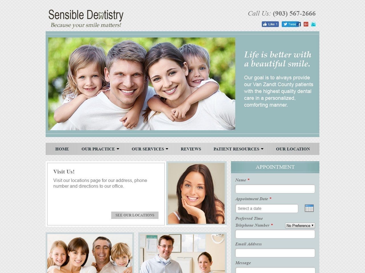 Sensible Dentistry Hoot Joe DDS Website Screenshot from sensibledentistrycanton.com