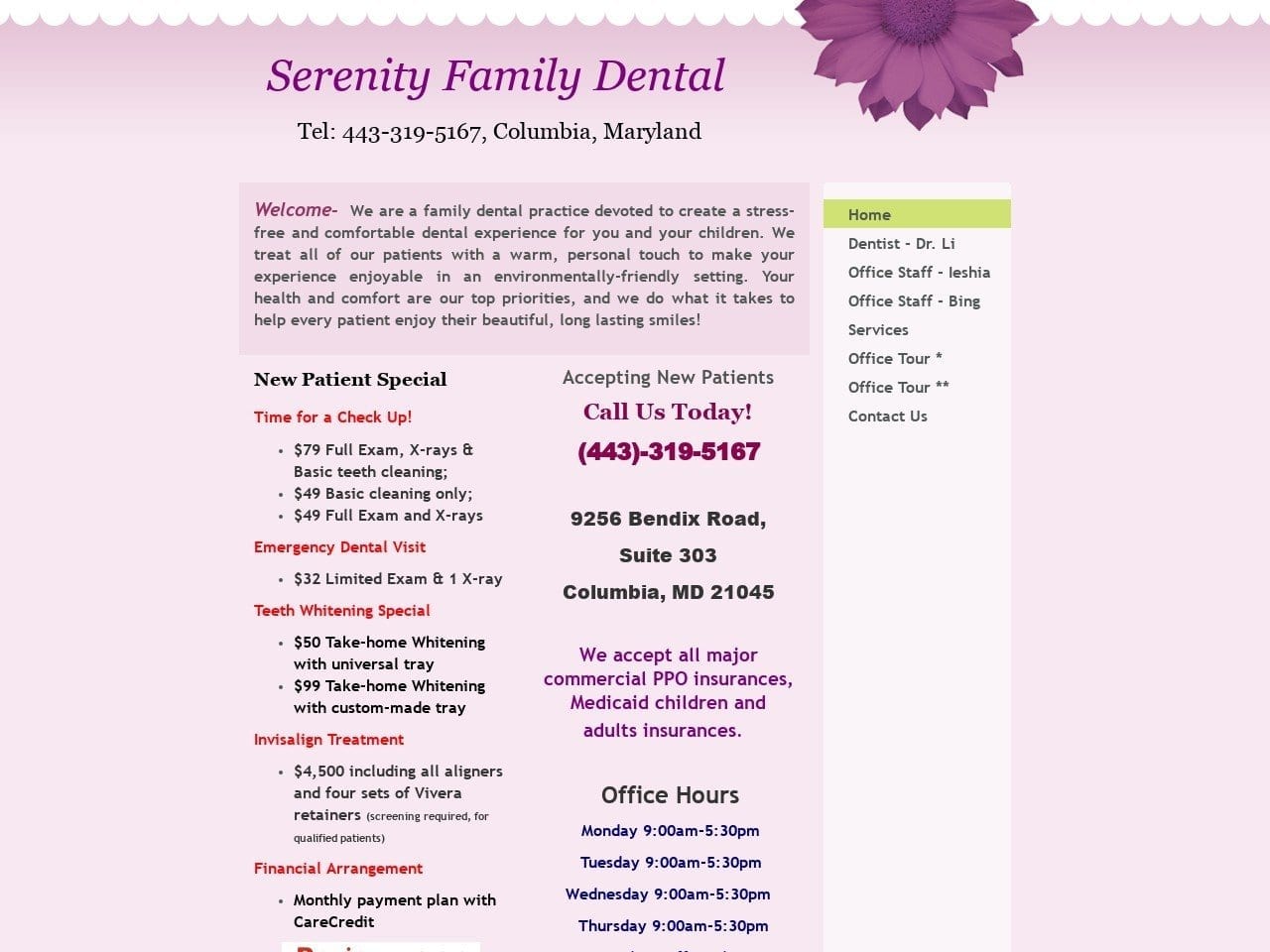 Serenity Family Dental Dr. Dentist Website Screenshot from serenityfamilydental.us