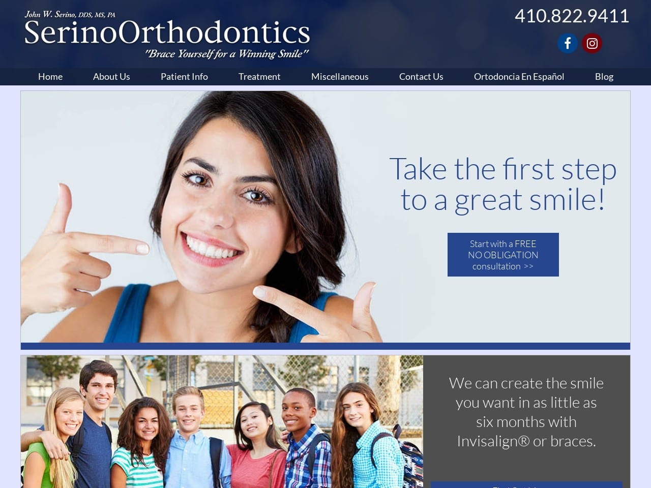 Serino Orthodontics Website Screenshot from serinoortho.com