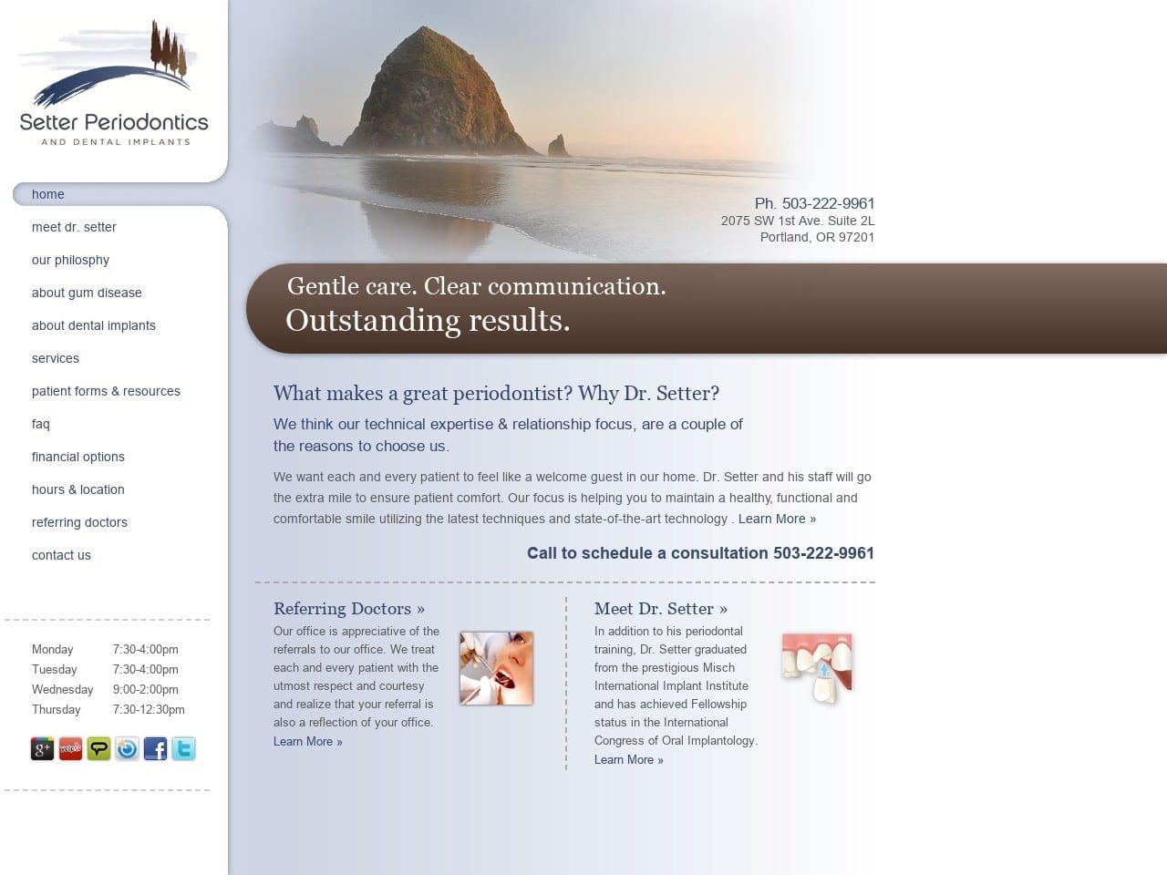 Setter Periodontics and Dental Implants LLC Website Screenshot from setterperio.com