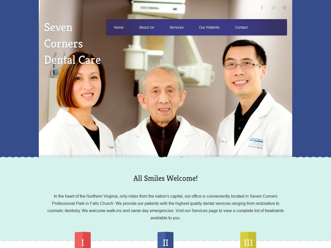 Seven Corners Dental Care P.C. Website Screenshot from sevencornersdentalcare.com