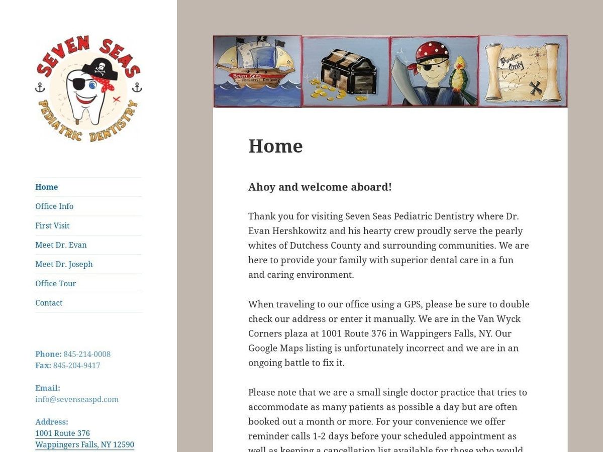 Seven Seas Pediatric Dentistry Website Screenshot from sevenseaspd.com