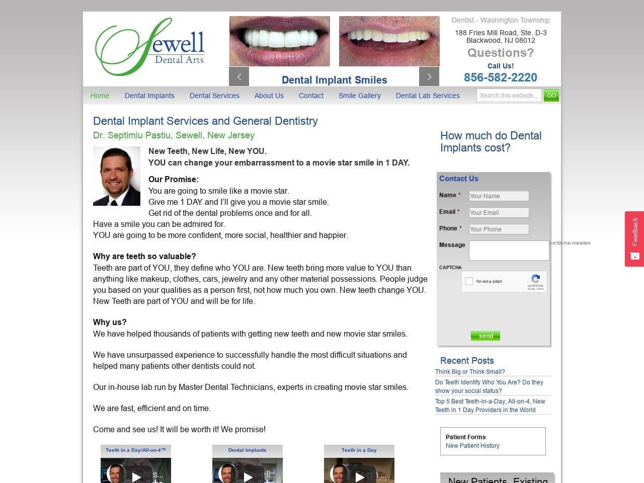 Sewell Dental Arts Website Screenshot from sewelldentalarts.com