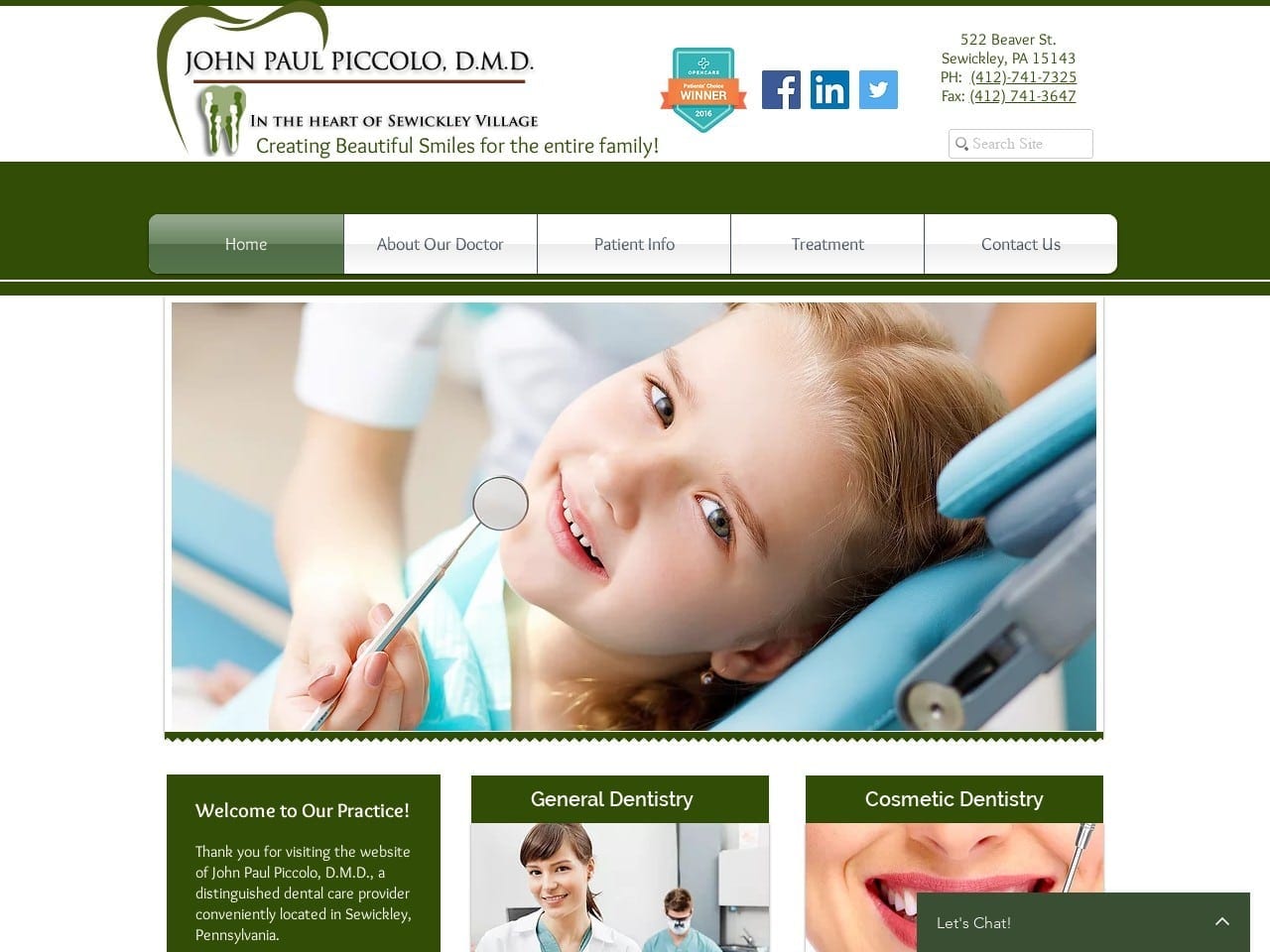 Piccolo John P DMD Website Screenshot from sewickleycomprehensivedentistry.com