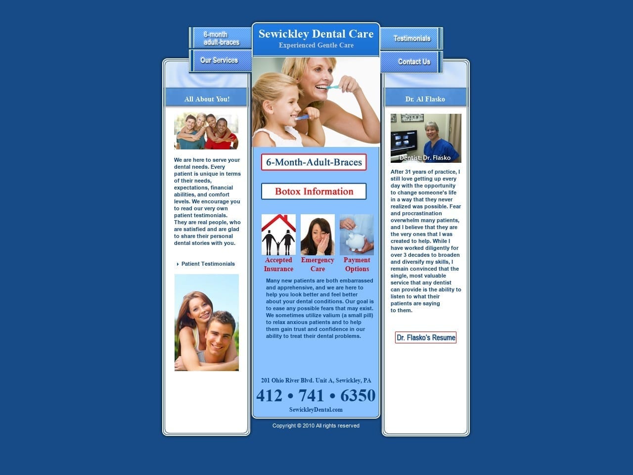 Sewickley Dentist Website Screenshot from sewickleydentist.com