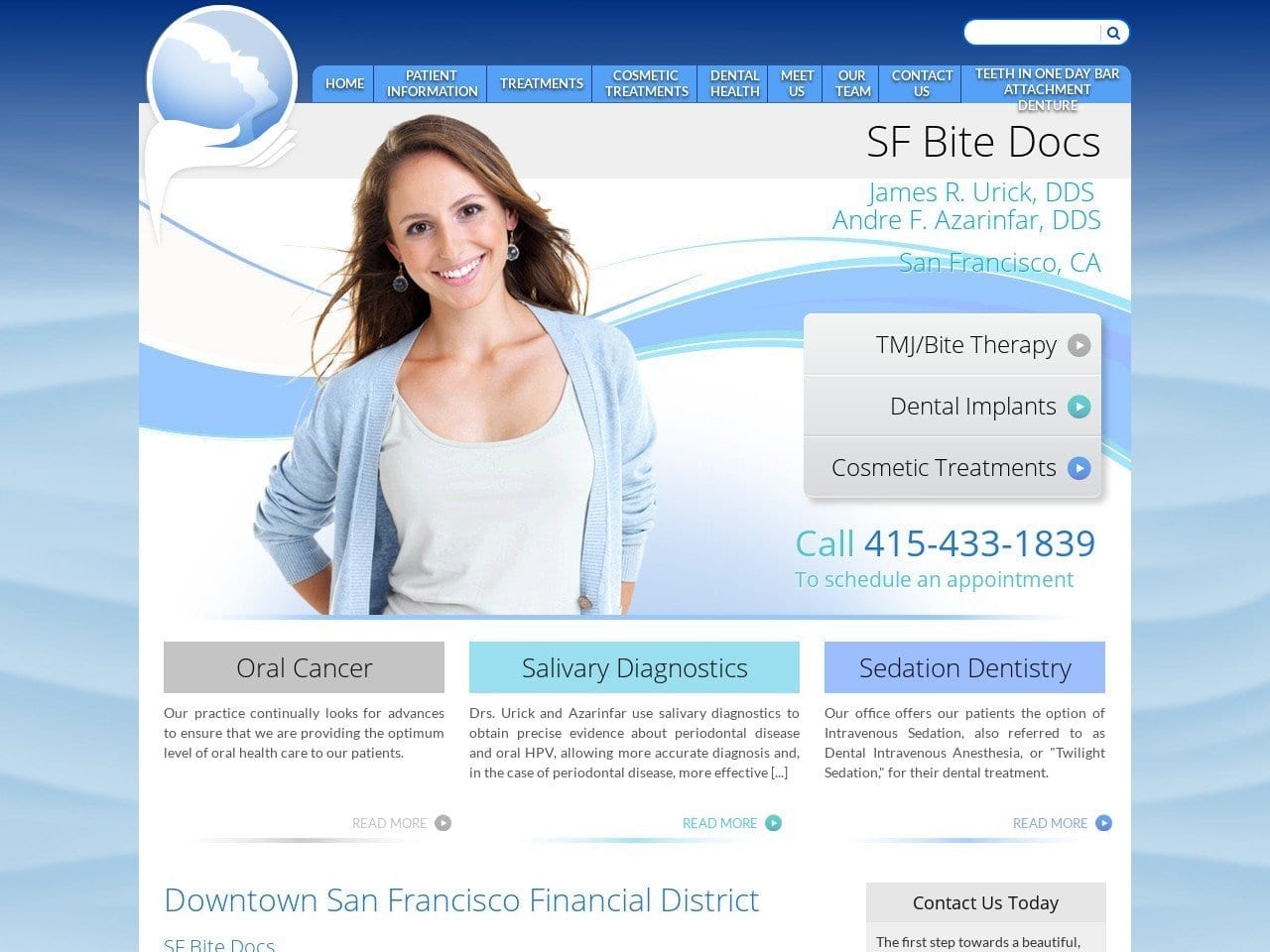 Andre F. Azarinfar DDS Website Screenshot from sfbitedocs.com