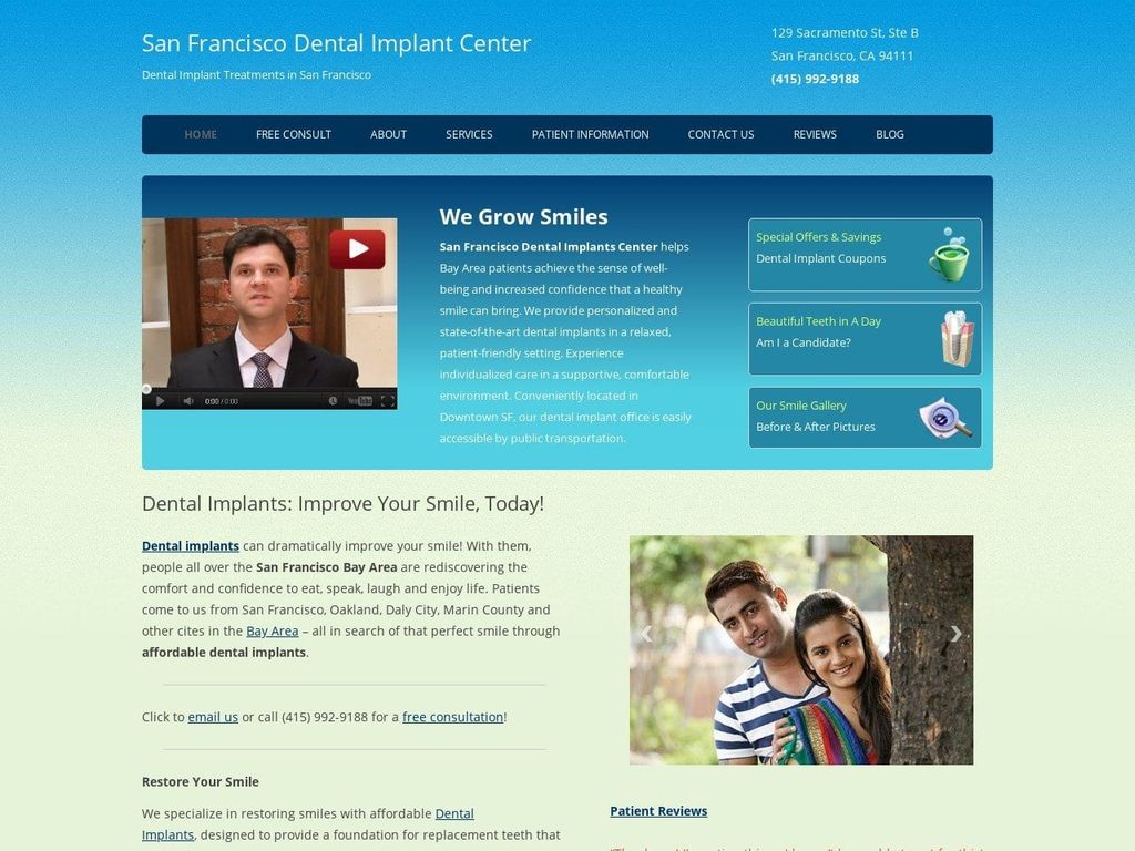 San Francisco Dental Implants Website Screenshot from sfdentalimplants.com