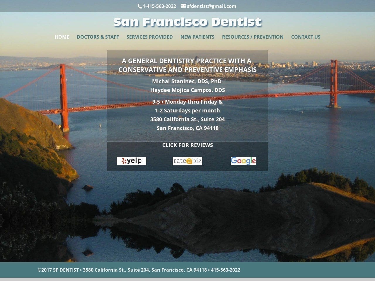 Staninec Michal DDS PhD Website Screenshot from sfdentist.net