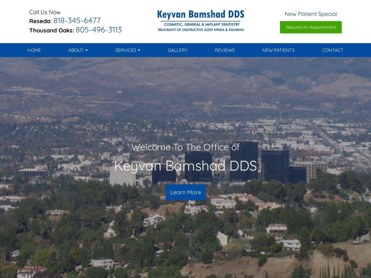 Bamshad Keyvan DDS Website Screenshot from sfvdentalgroup.com