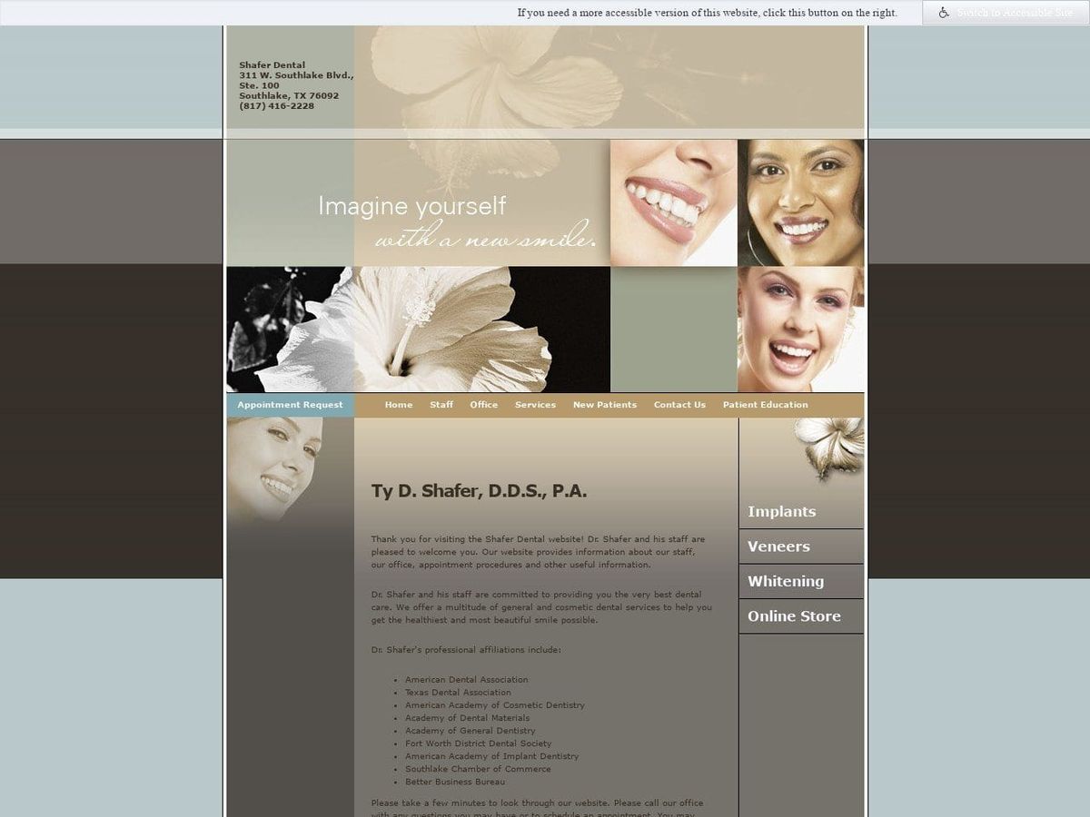 Shafer Dental Website Screenshot from shaferdental.com