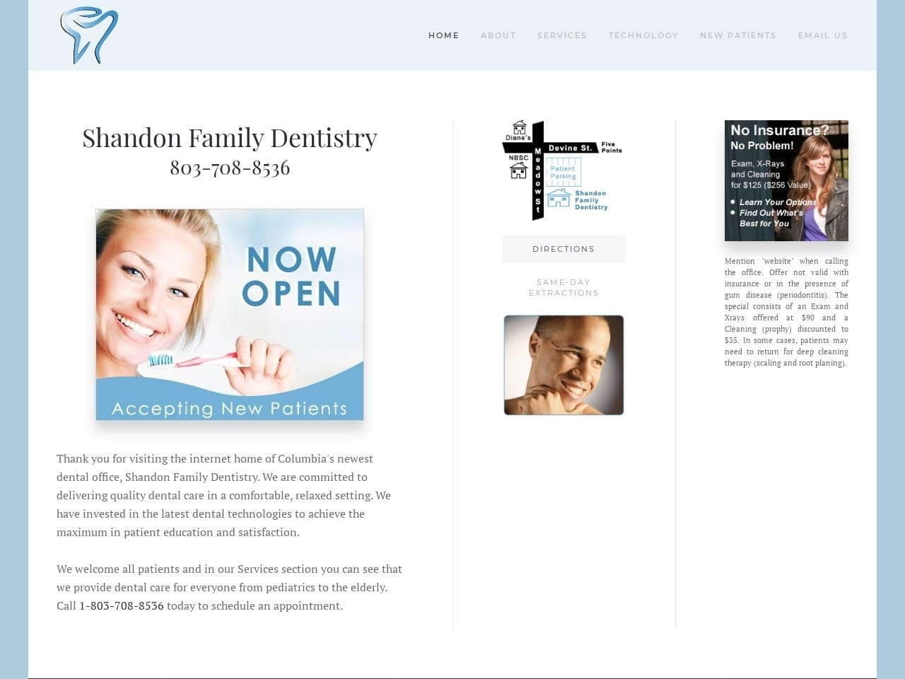 Shandon Family Dentistry Website Screenshot from shandonfamilydentistry.com