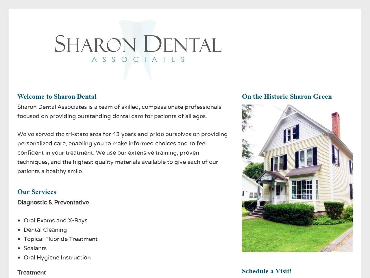 Sharon Dental Associates Website Screenshot from sharondentalassociates.com