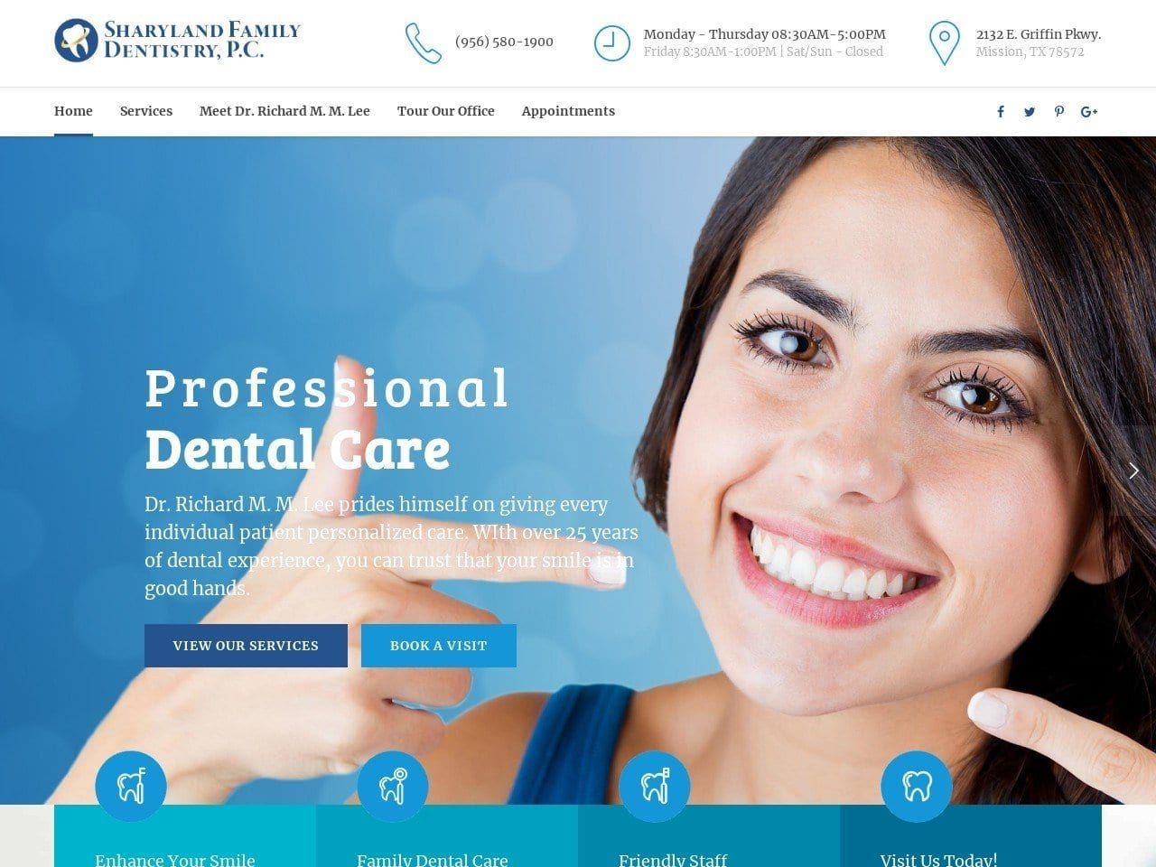 Sharyland Family Dentist Website Screenshot from sharylandfamilydentistry.com