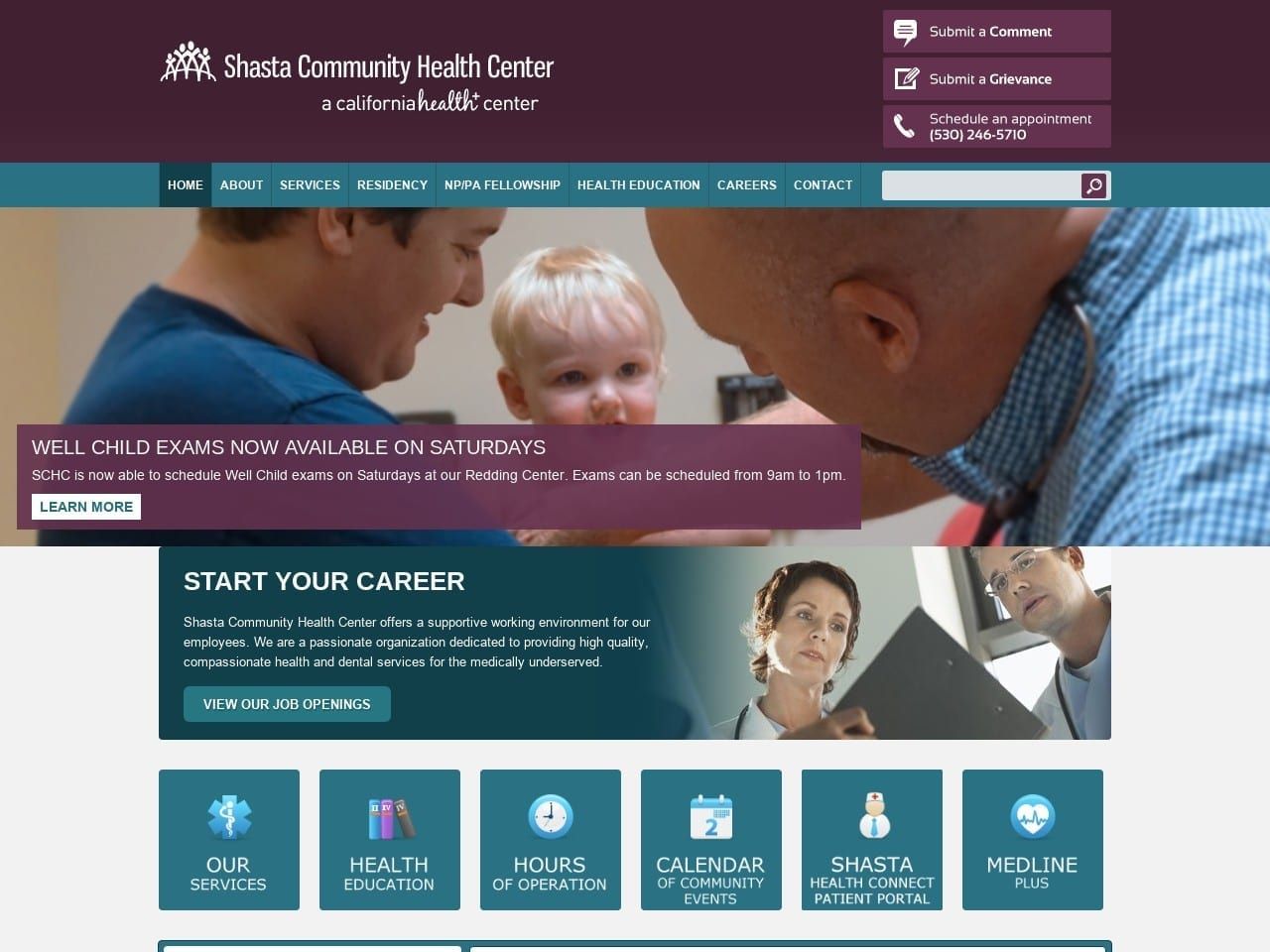 Shasta Community Health Dental Website Screenshot from shastahealth.org