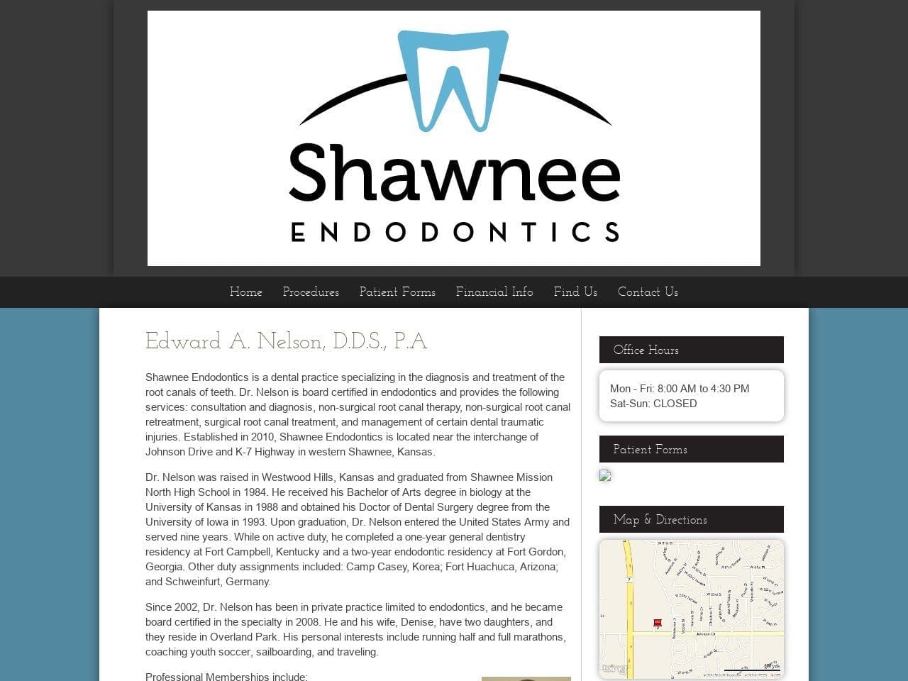 Shawnee Endodontics Website Screenshot from shawneeendo.com