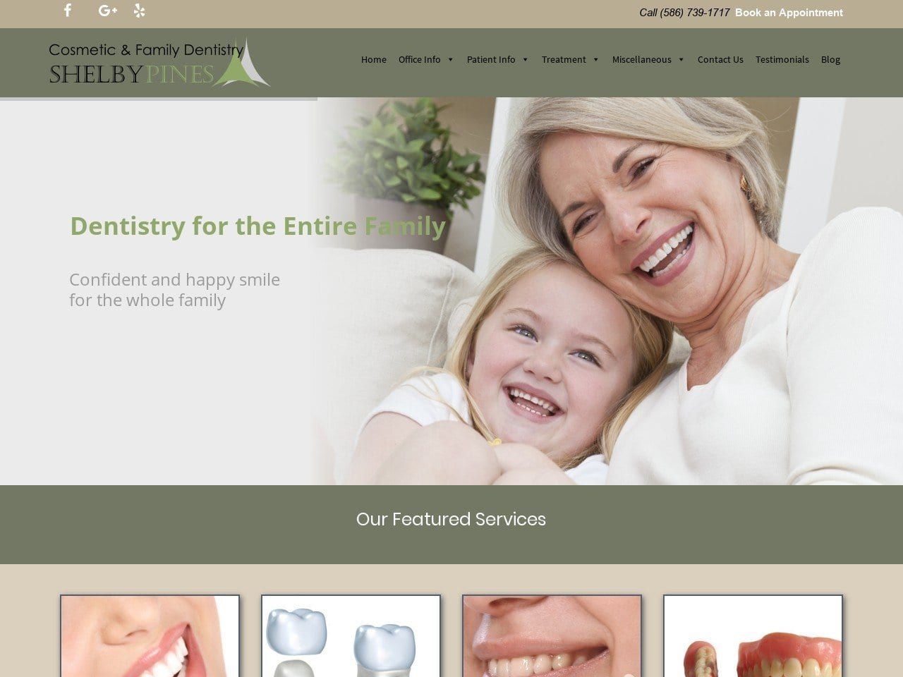 Shelby Pines Family Dentist Website Screenshot from shelbypines.com