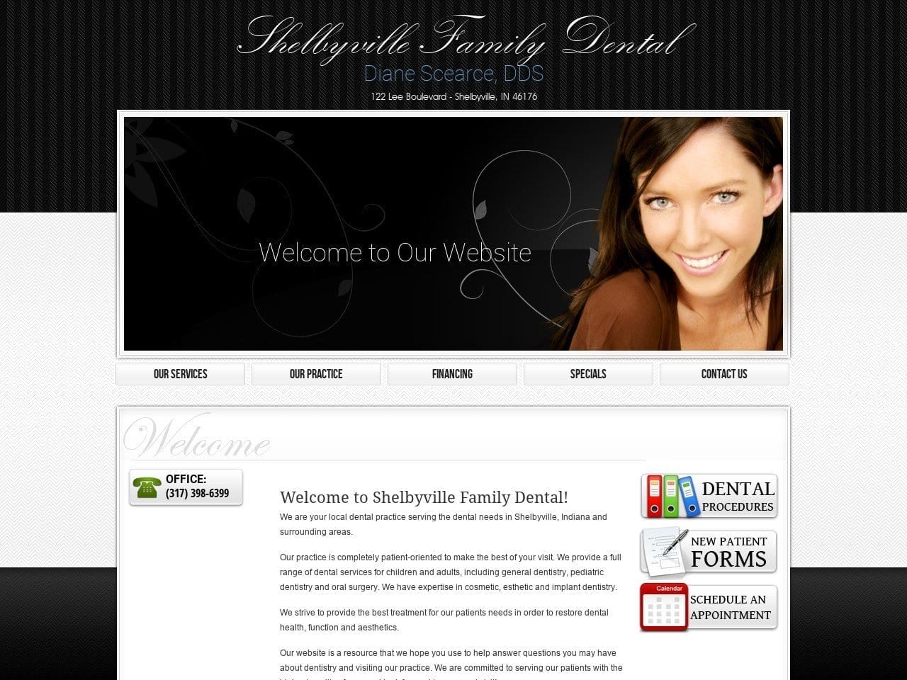 Shelbyville Family Dental Website Screenshot from shelbyvillefamilydental.com