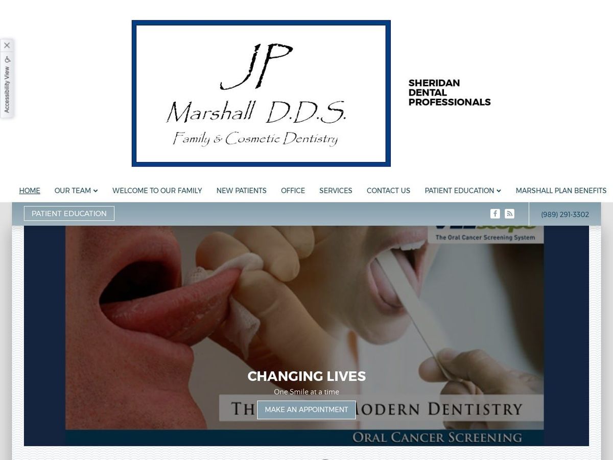 John P. Marshall DDS PC Website Screenshot from sheridandental.net