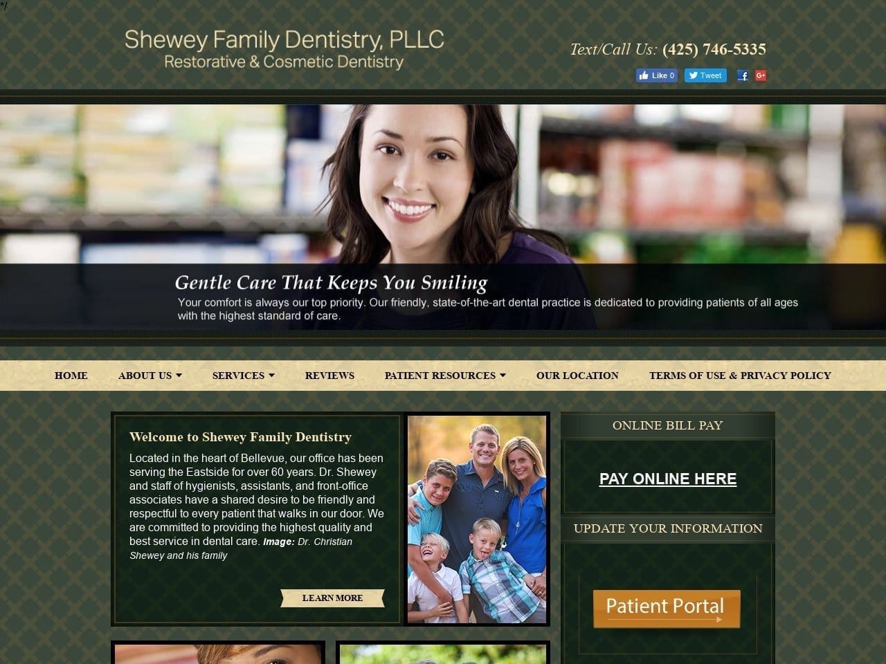 Shewey Family Dentist Website Screenshot from sheweyfamilydentistry.com