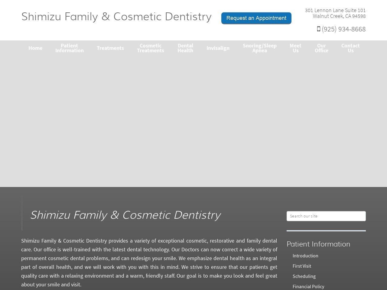 Shimizu Family Dentist Website Screenshot from shimizusmiles.com