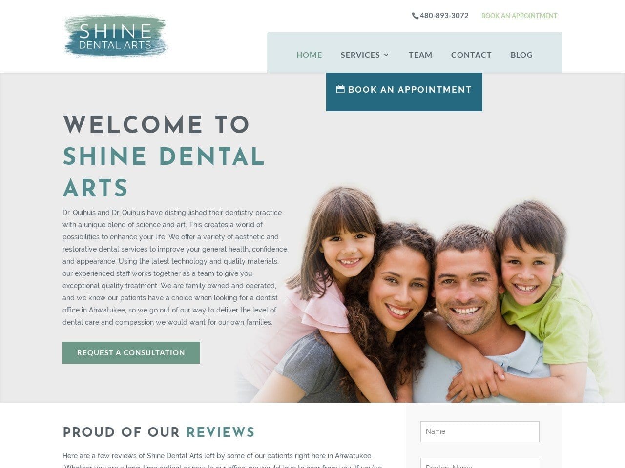 Ahwatukee Dental Arts Website Screenshot from shinedentalteam.com