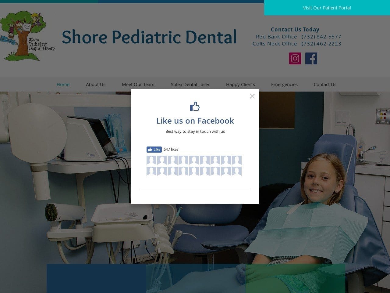 Shore Pediatric Dental Group Website Screenshot from shorepediatric.com