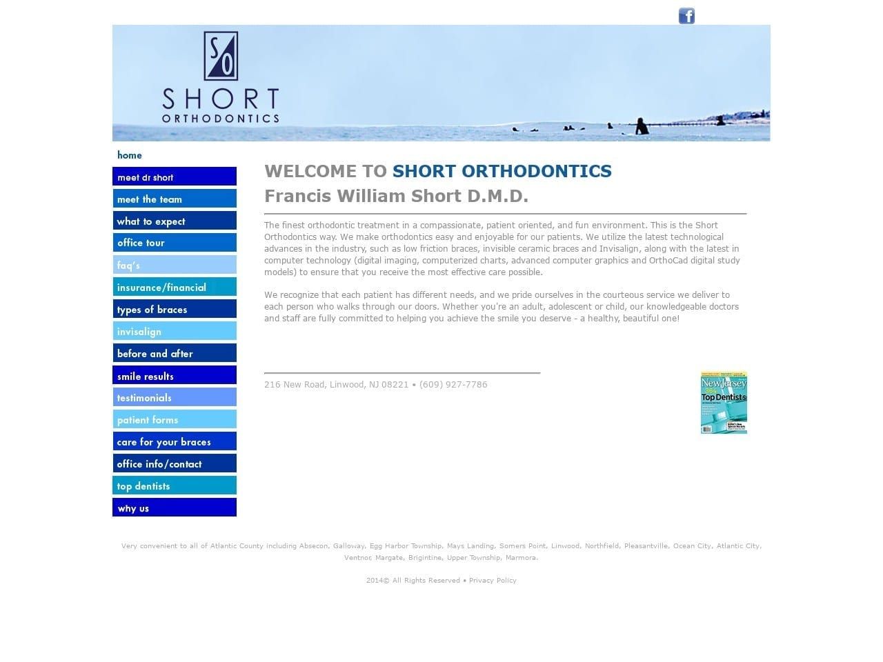 Short Dentist Website Screenshot from shortortho.com