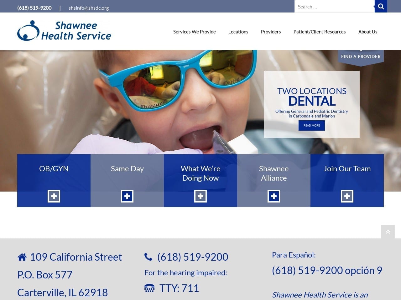 Shawnee Dental Center Website Screenshot from shsdc.org